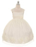 Organza Knee Length Flower Girl Dress With Decorated Flowers